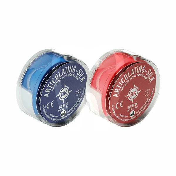 Bausch Dental Articulating Silk with Progressive Color Transfer 80µ Microns in red and blue rolls