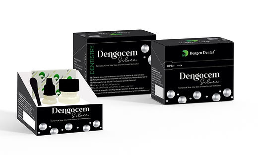 Dengen Dengocem Silver dental cement Beetle Dental black packaging boxes with capsules and applicators