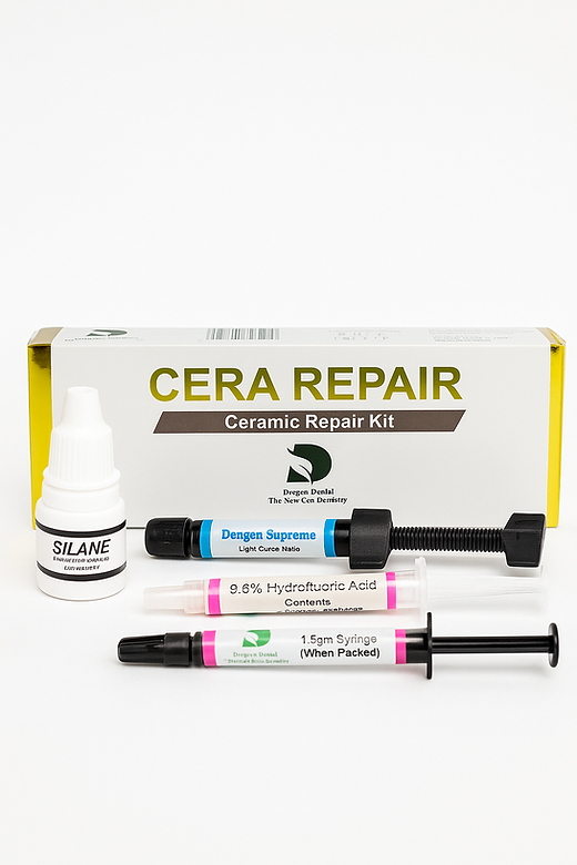 Beetle Dental dental ceramic repair kit box with silane bottle and three syringes for porcelain repairs