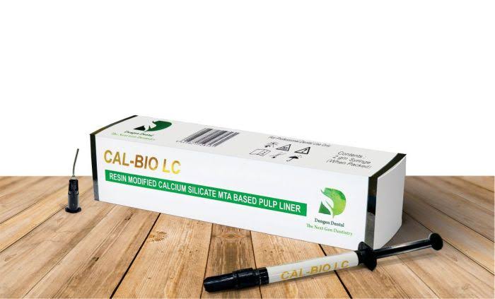 Beetle Dental CAL BIO LC box and syringe applicator for Resin modified calcium silicate dental liner.
