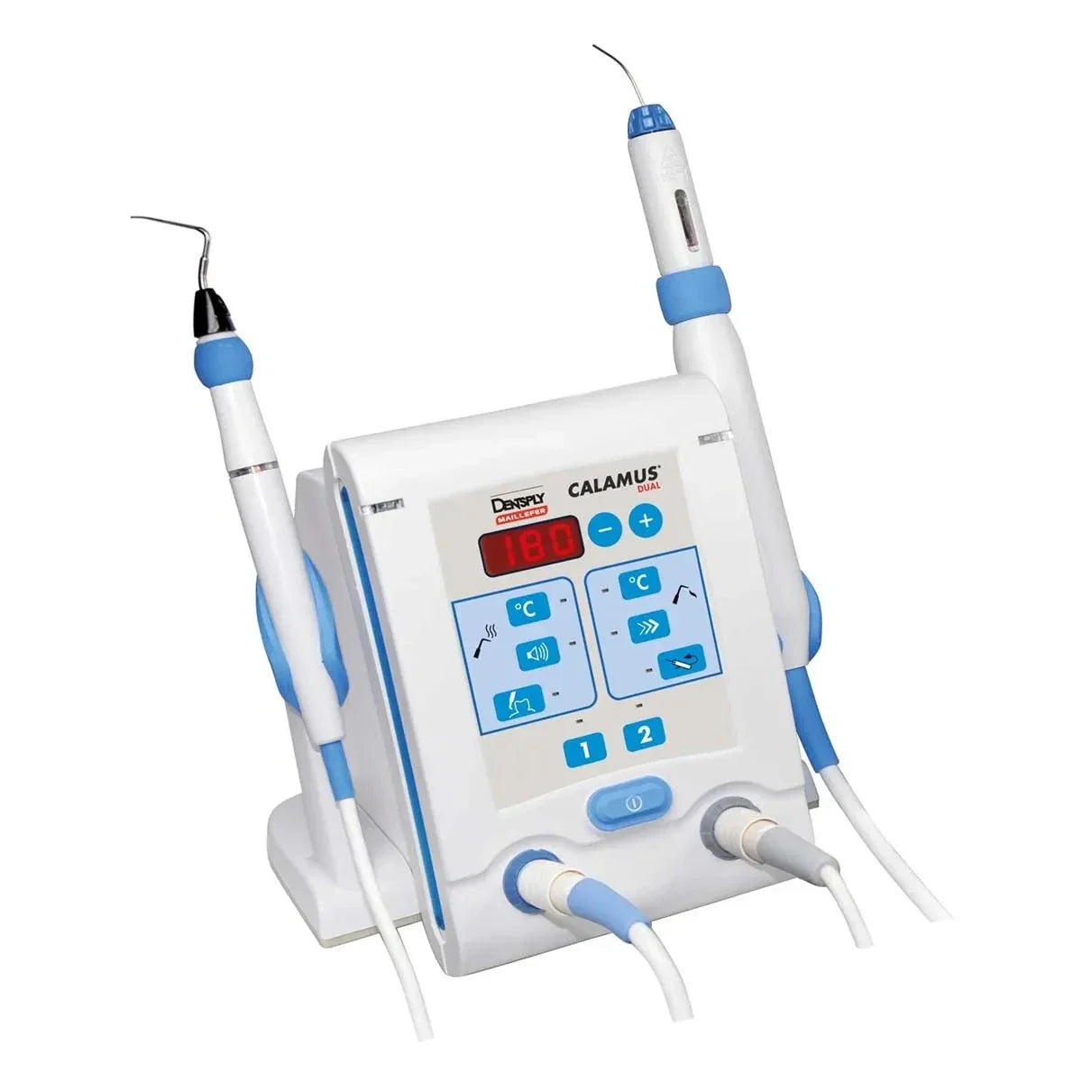 Dentsply Calamus Dual kit dental device with dual handpieces and digital control panel by Beetle Dental