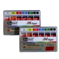Diadent G.P. Points dental supply in assorted sizes with 04 and 06 taper options for dental use