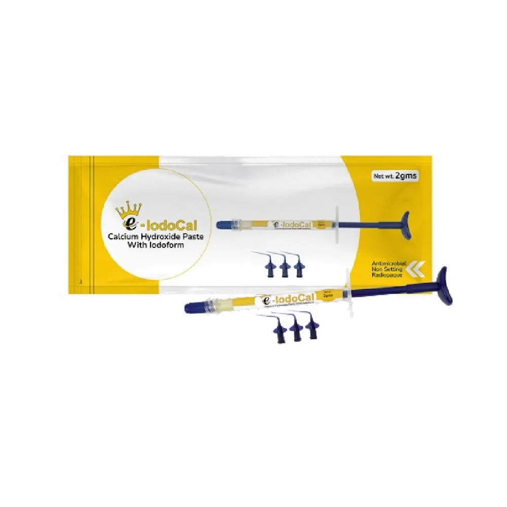 Beetle Dental calcium hydroxide paste for kids in 2g syringe with blue applicator tips yellow packaging for pediatric dental use