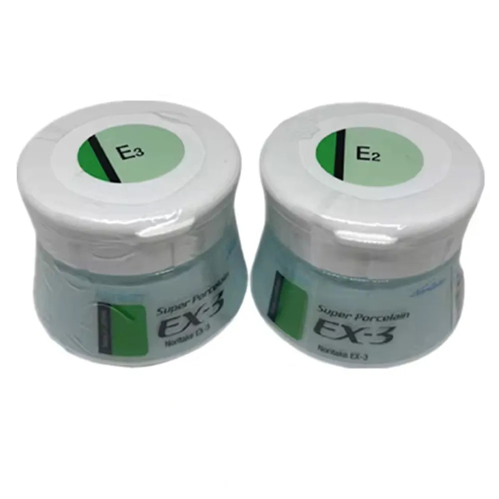 Noritake Super Porcelain EX-3 Enamel two small dental porcelain jars E3 and E2 shades for restorations