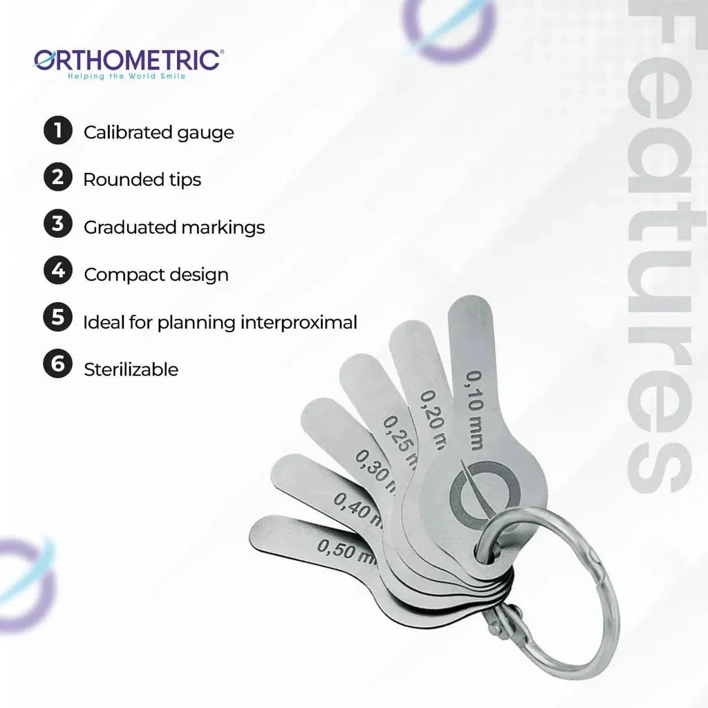 Beetle Dental interproximal space gauge with calibrated tips and graduated markings for precise dental measurements