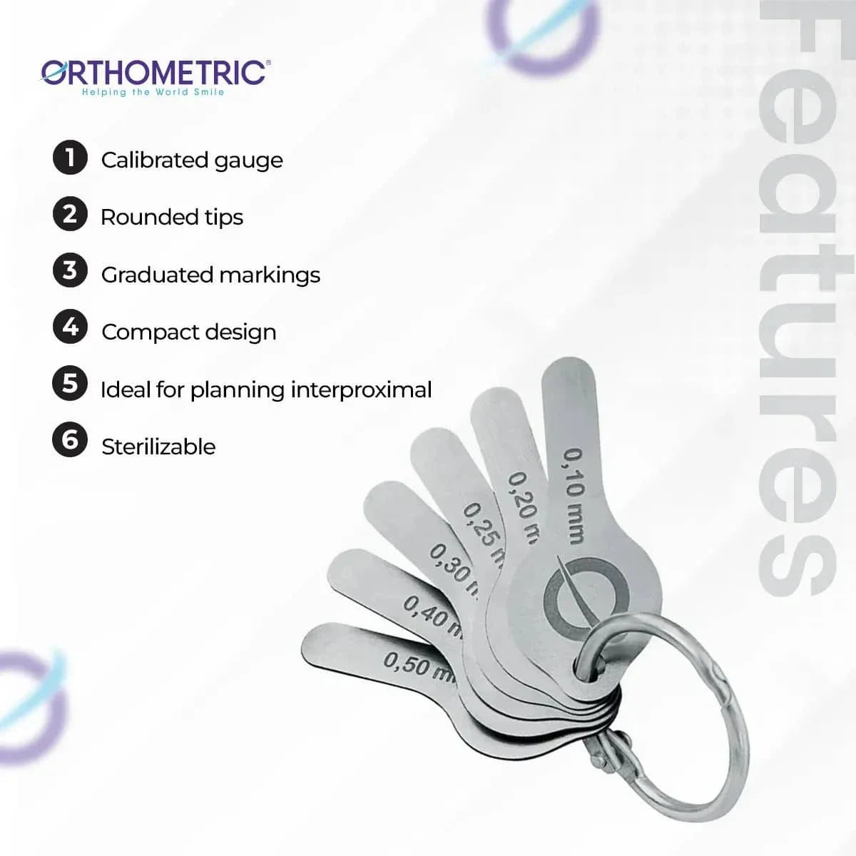 Beetle Dental interproximal space gauge with calibrated tips and graduated markings for precise dental measurements