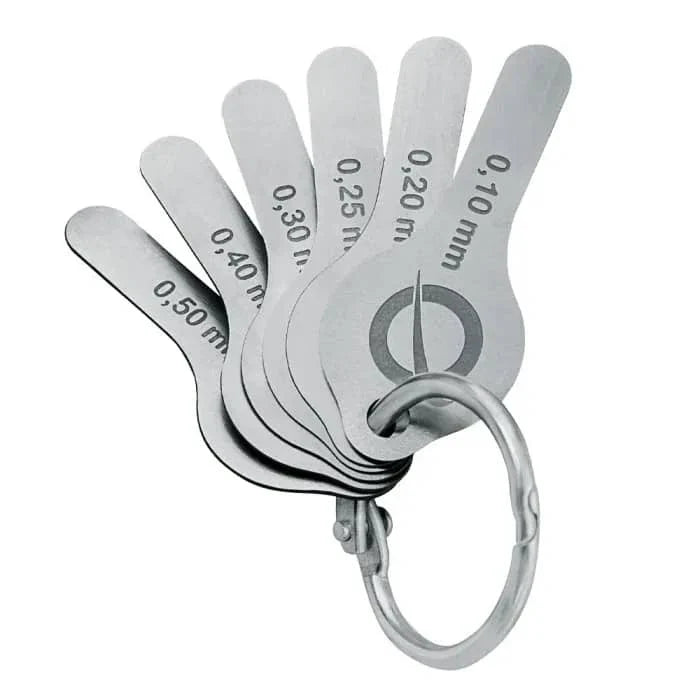 Set of stainless steel interproximal space gauge tools for measuring dental gaps accurately