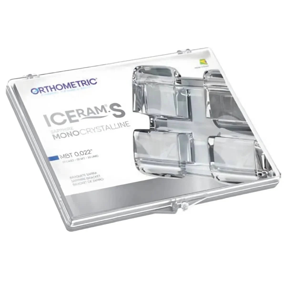 Beetle Dental monocrystalline ceramic dental brackets in a transparent packaging for orthodontic use