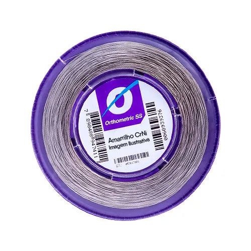 Beetle Dental OrthoMetric SS round ligature wire on a spool for orthodontic use and dental applications