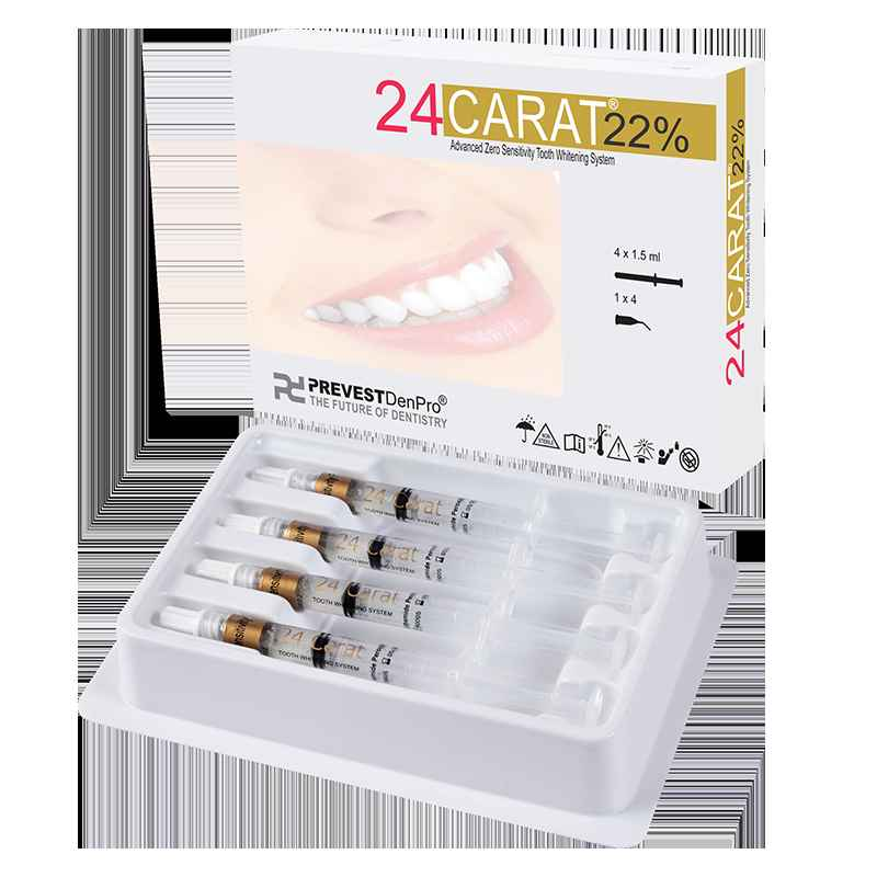 Prevest 24 Carat whitening kit with 22 percent advanced zero sensitivity tooth whitening syringes