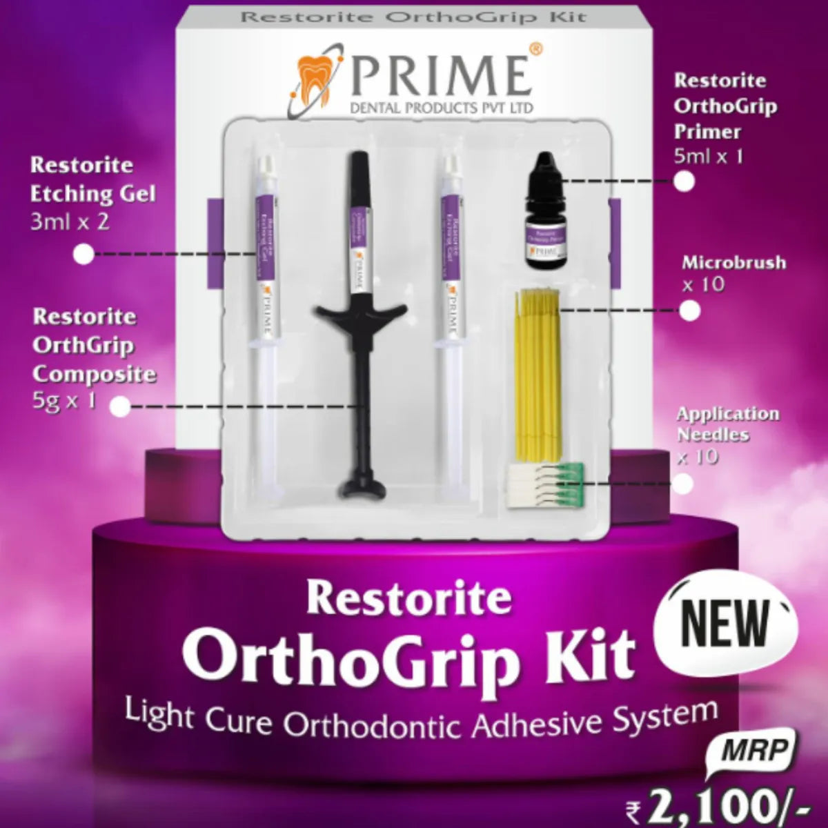 Beetle Dental Orthodontic Adhesive Kit featuring etching gel, composite, and application tools for effective use
