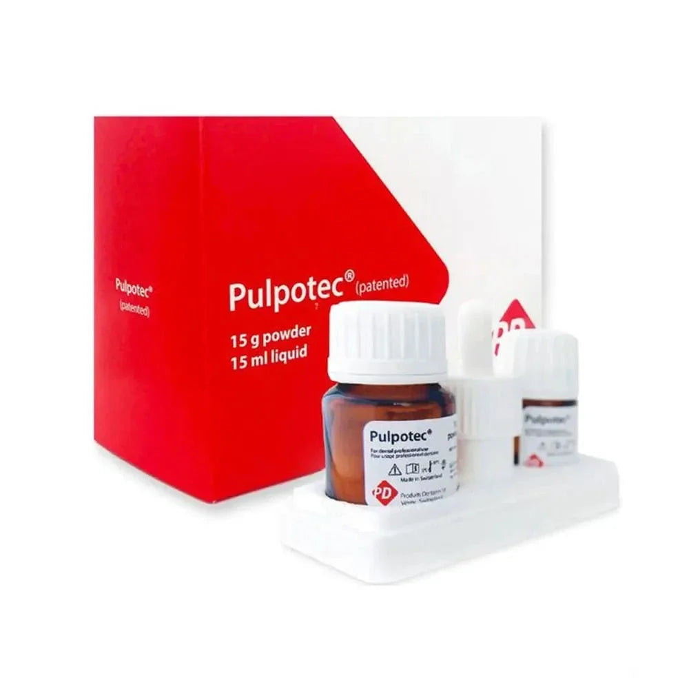 Pulpotec root canal sealer kit with 15 g powder and 15 ml liquid for dental procedures