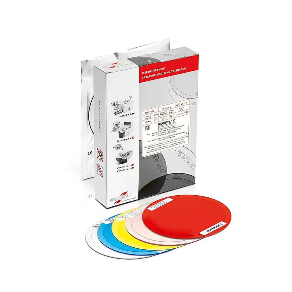 Beetle Dental Scheu Biocryl C dental sheets assorted colored thermoforming discs with packaging