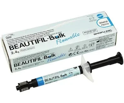 SHOFU BEAUTIFIL Bulk Flowable Composite in a 2.4g syringe with packaging for dental purposes