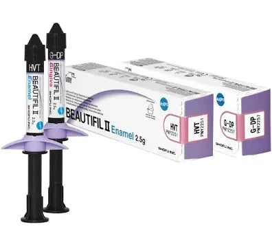 Shofu Beautifil Enamel shades dental composite pack with two 2.5g syringes for restorative applications
