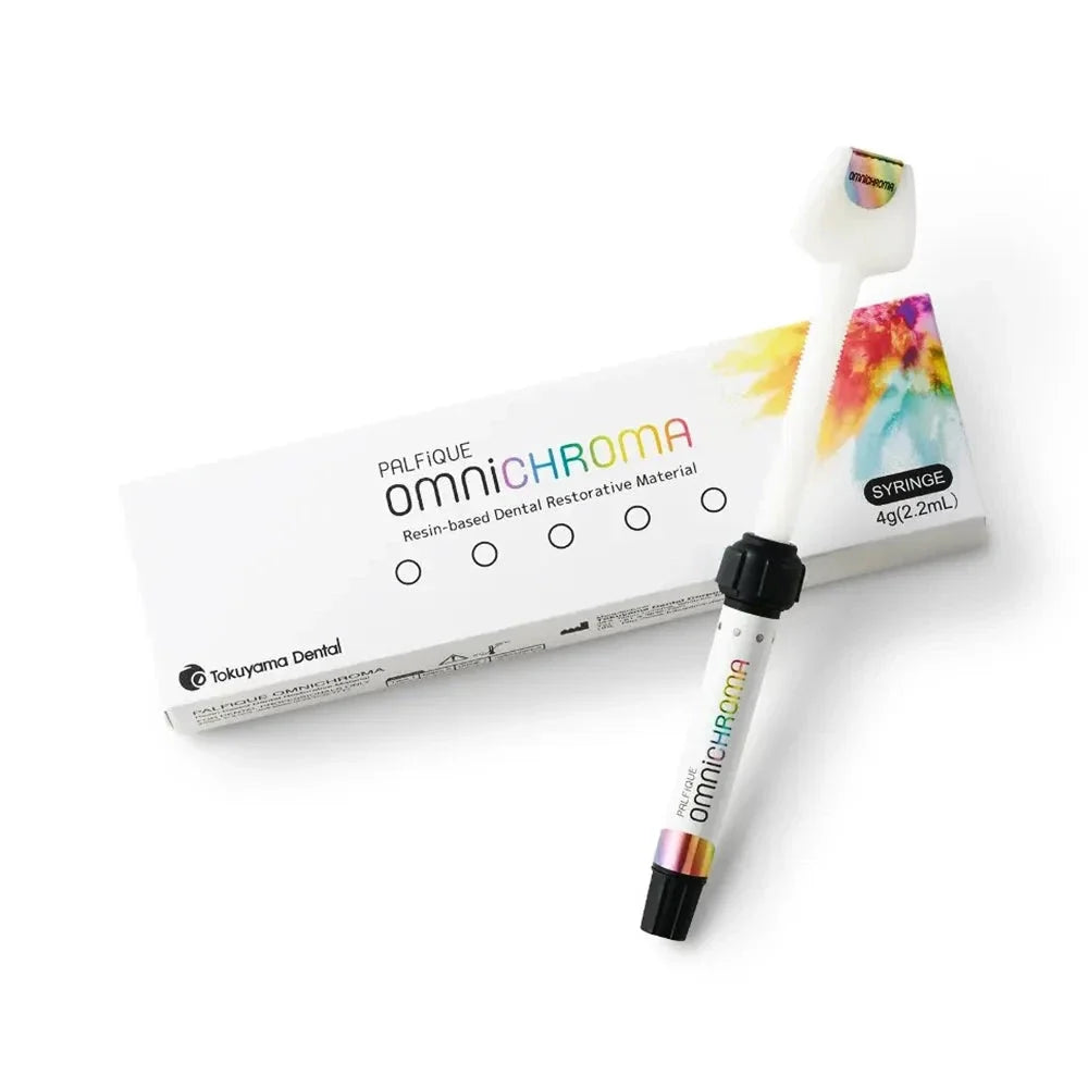 Tokuyama Omnichroma dental resin in a syringe with packaging for effective dental restoration