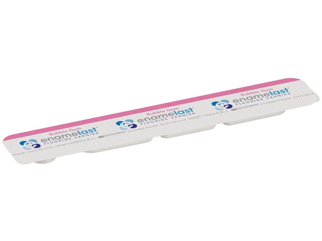 Ultradent Enamelast fluoride varnish in bubble gum flavor in a convenient applicator strip