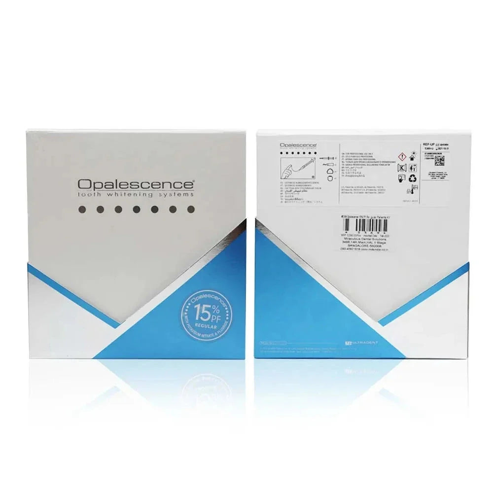 Ultradent Opalescence home teeth whitening kit packaging with clear usage instructions and branding