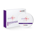Upcera dental zirconia blanks for aesthetic restorations in packaging with a round blank shown