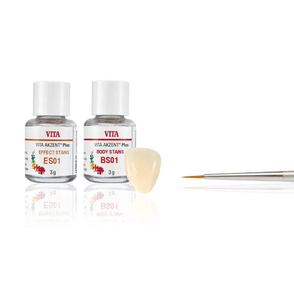 VITA AZDENT Plus dental stains set including Effect and Body Stains for shade matching in dentistry