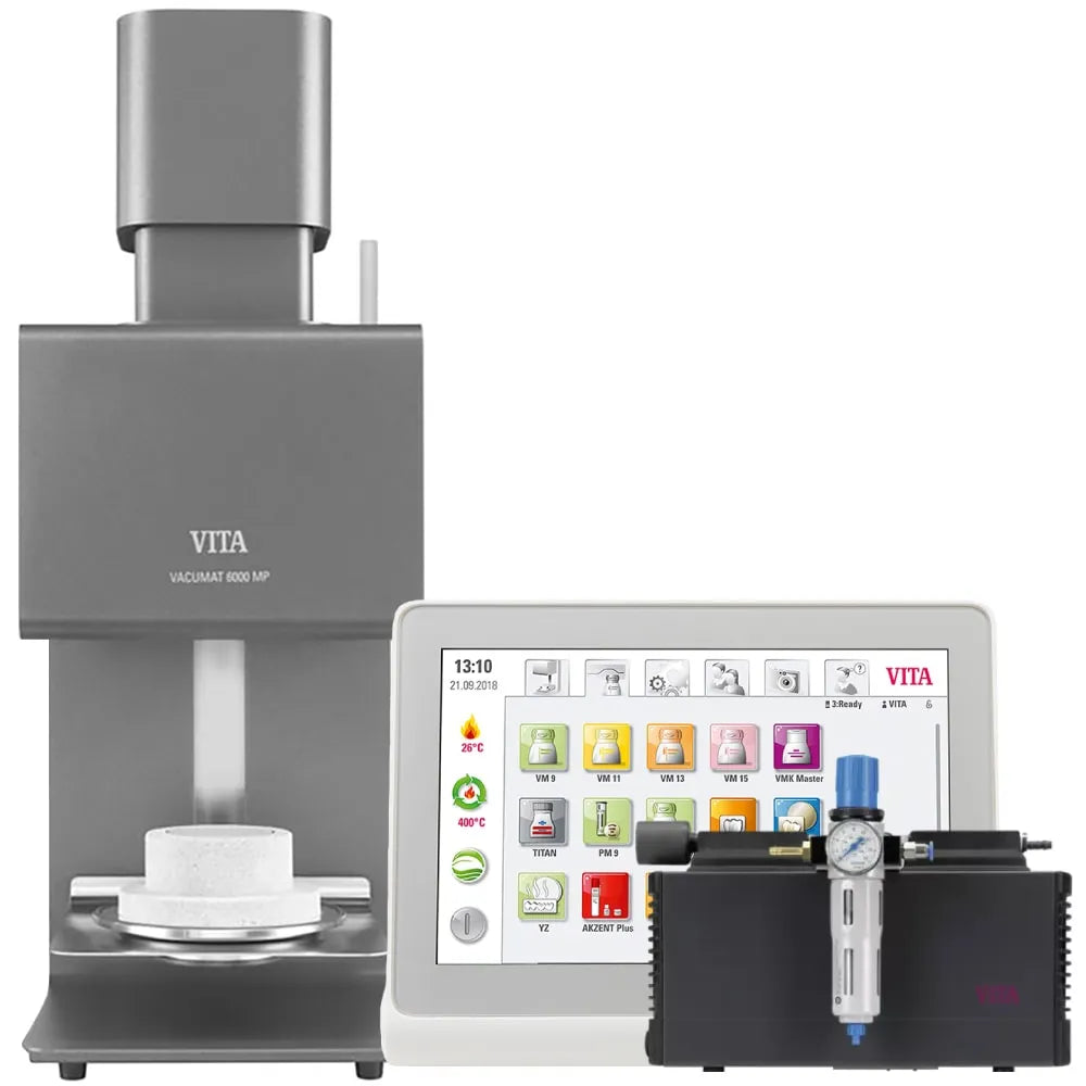 Vita Vacumat 6000MP dental furnace with touchscreen control panel, vacuum pump and ceramic firing chamber