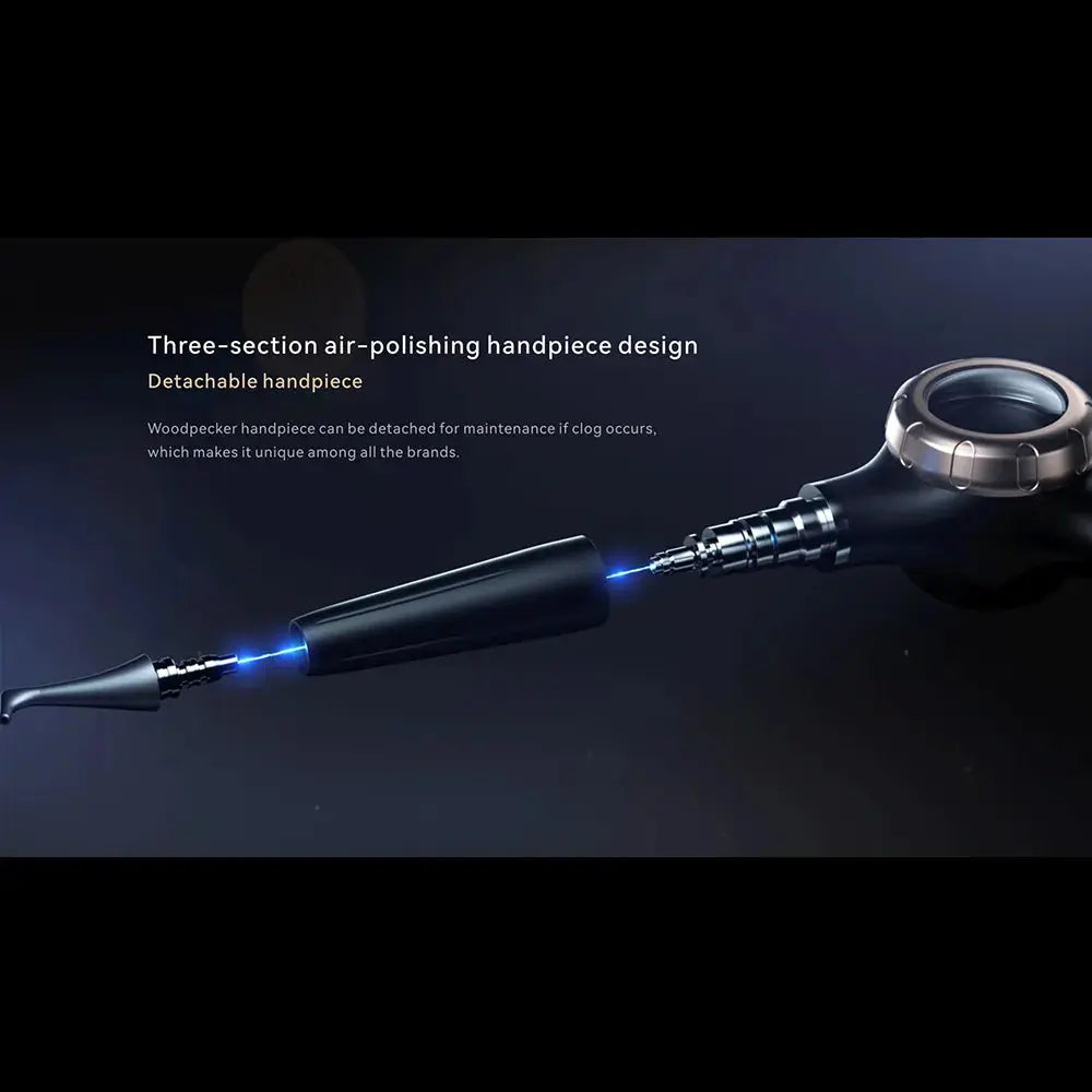 Woodpecker Air Polisher AP-H black three section detachable air polishing handpiece with ergonomic grip