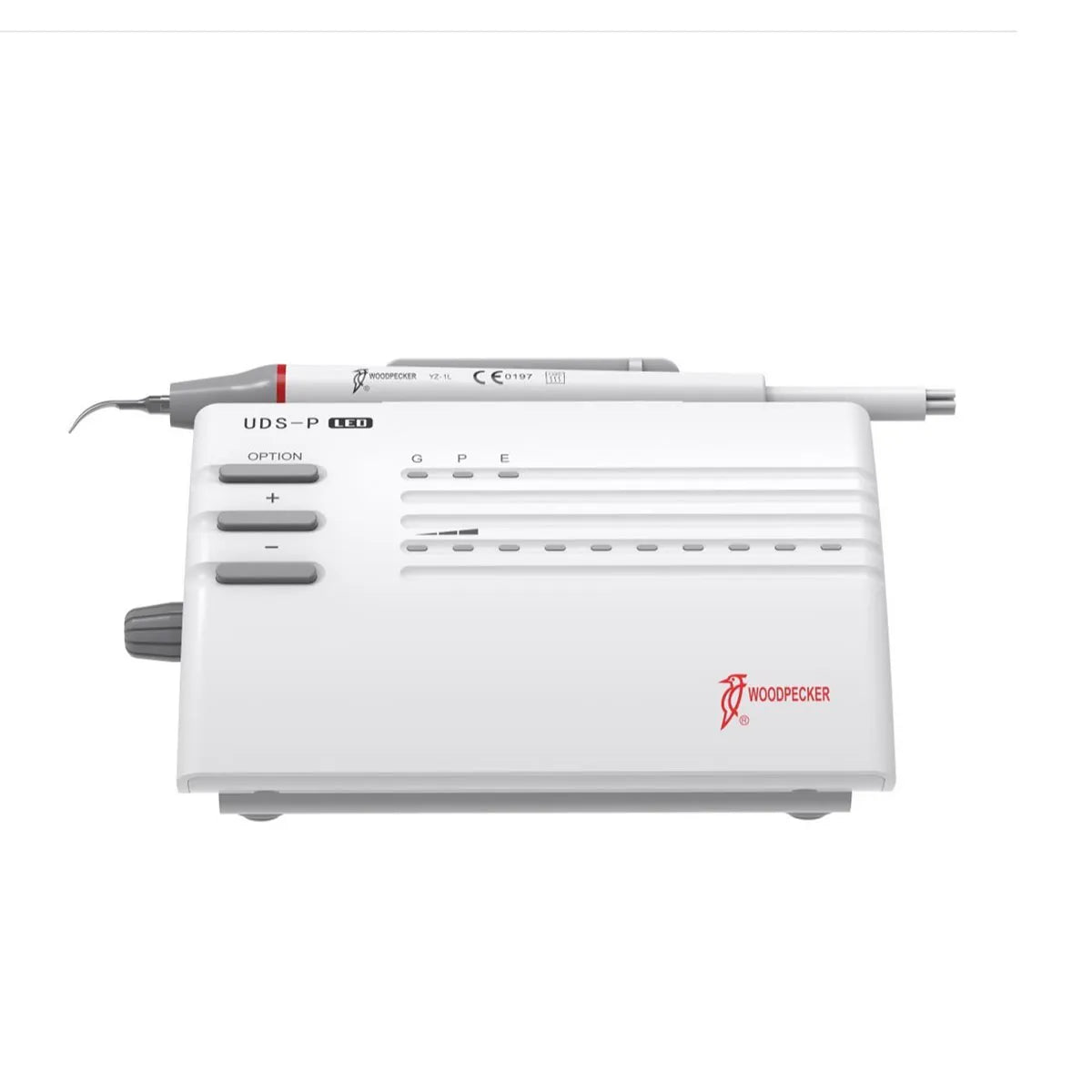 Woodpecker UDS P LED ultrasonic scaler compact white console with detachable handpiece and controls